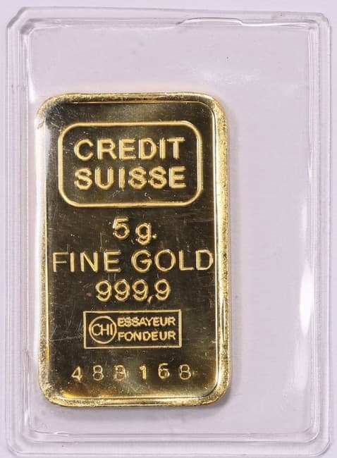 5 gram Gold Bar-Credit Suisse---.9999 Fine Gold product image