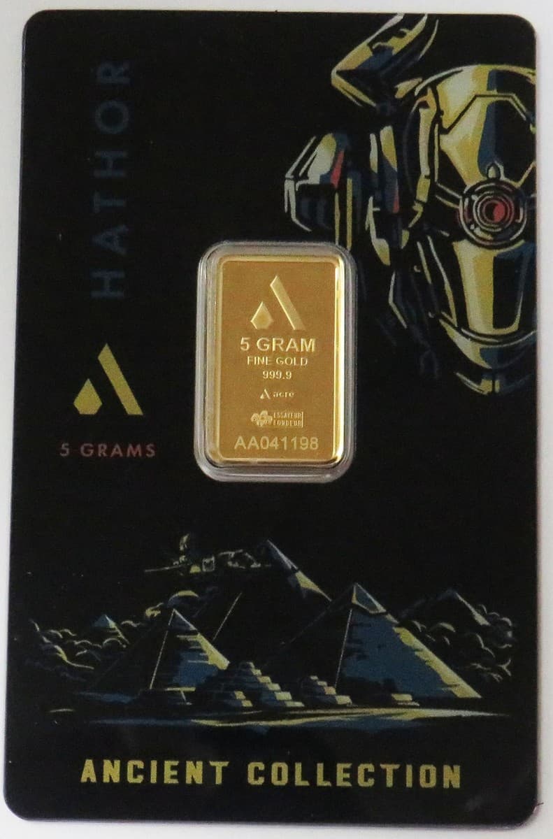 Acre Gold 5 Gram Hathor Ancient Collection Pamp 999.9 Fine Bar Sealed product image
