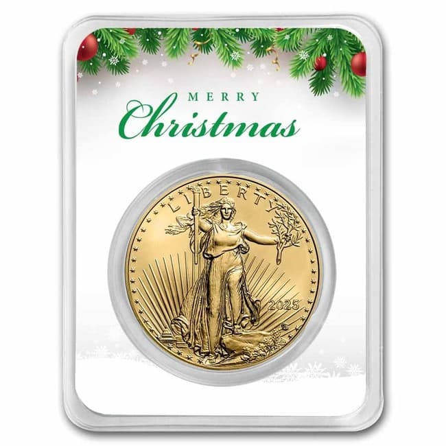 2025 1 oz American Gold Eagle - w/Christmas Tree product image