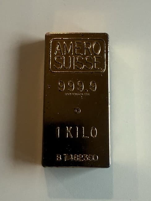 Vtg Amero Suisse 999.9 24K Gold Plated 1 Kilo Bar B7462390 Paperweight product image
